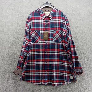 Weatherproof Shirt‎ Mens XXL Tall Red White Blue Tartan Plaid Flannel Western